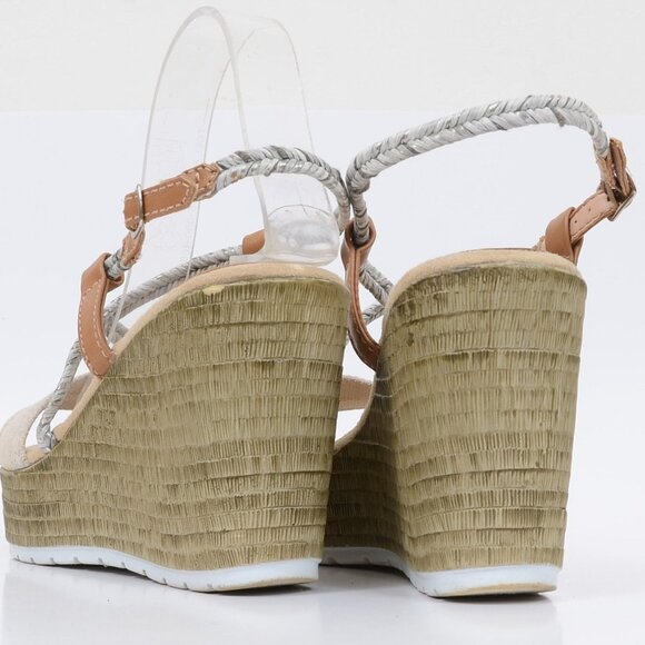 Sbicca Lunetta Metallic Braid Sandal Wedge Platform Heel Women's Size 8 Vacation - Picture 6 of 10